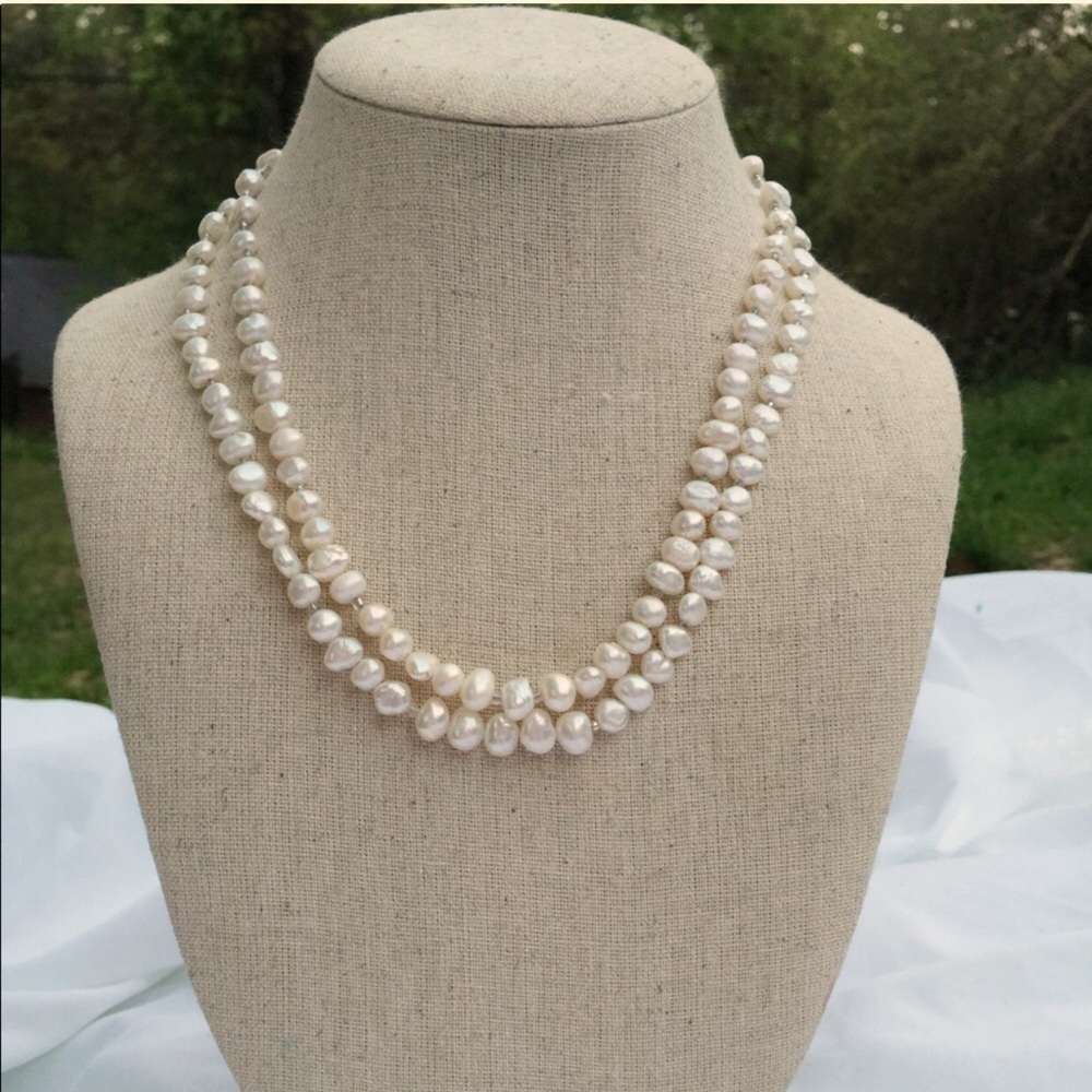 HP! Vintage Peyote sterling silver pearl necklace